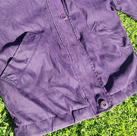 Women’s London Fog Purple Zipper Button Winter Jacket Hoodie Size Small Petite - Picture 3 of 10